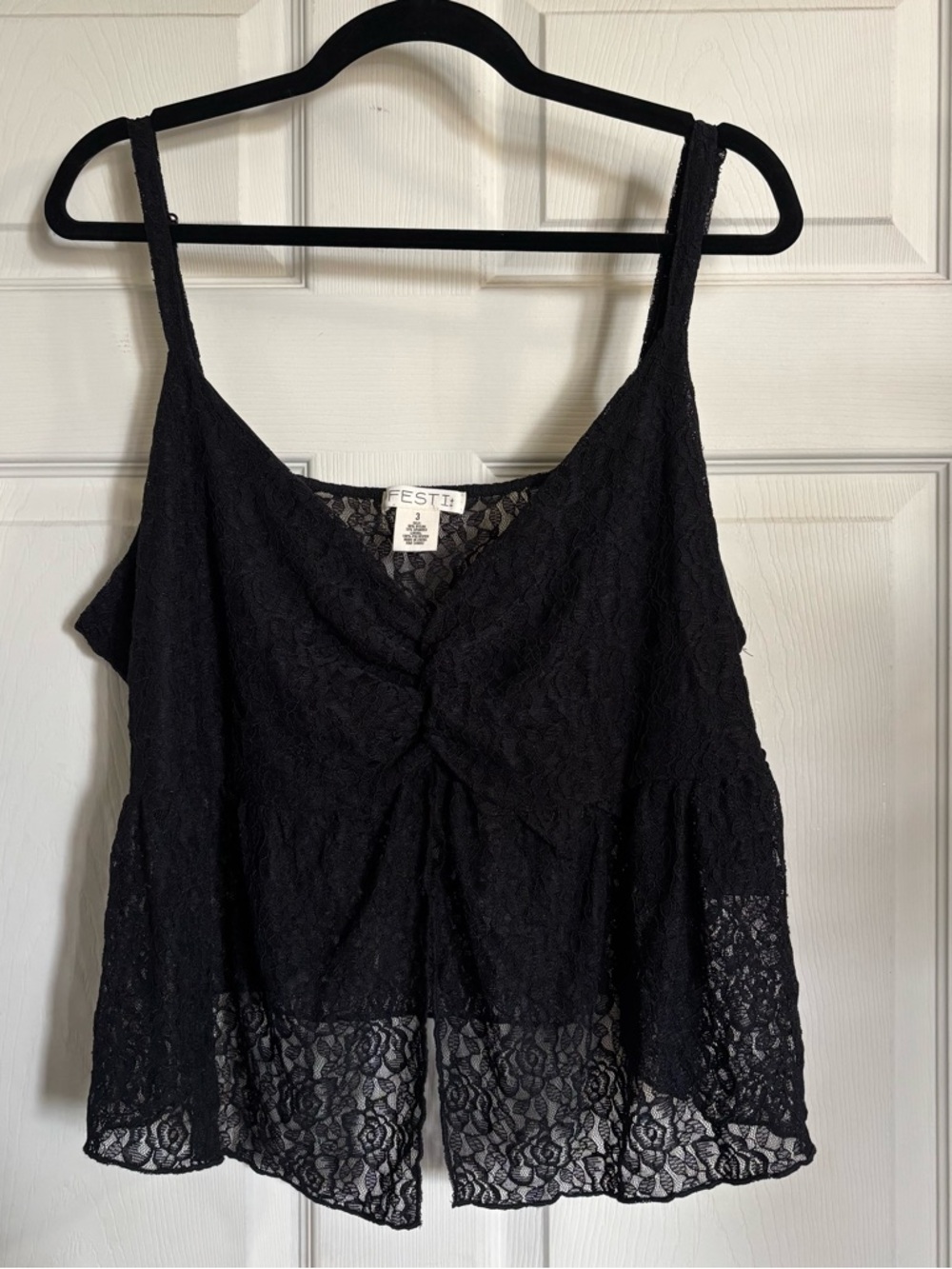 Torrid Festi Black Stretch Lace Open Front Cami Camisole Boho Alt Sexy goth